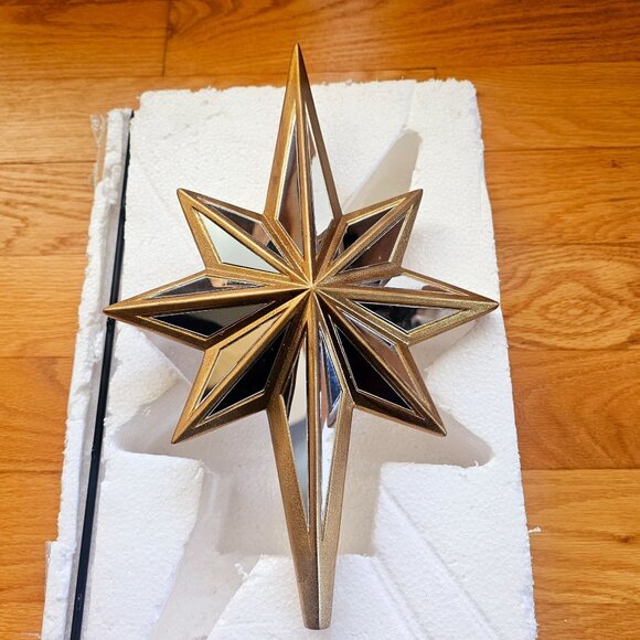 Mirrored Star Christmas Tree Topper Antique Gold Balsam Hill - Picture 10 of 11